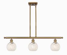 Innovations Lighting 516-3I-BB-G1216-6WM - White Mouchette - 3 Light - 36 inch - Brushed Brass - Stem Hung - Island Light