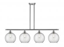 Innovations Lighting 516-4I-SN-G122-10CSN - Farmhouse Chicken Wire - 4 Light - 48 inch - Brushed Satin Nickel - Stem hung - Island Light