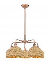 Innovations Lighting 516-5CR-AC-RBD-8-NAT - Woven Rattan - 5 Light - 27 inch - Antique Copper - Stem hung - Chandelier