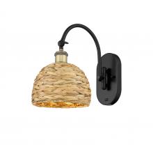 Innovations Lighting 518-1W-BAB-RBD-8-NAT - Woven Rattan - 1 Light - 8 inch - Black Antique Brass - Adjustable Swing Arm