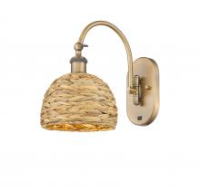 Innovations Lighting 518-1W-BB-RBD-8-NAT - Woven Rattan - 1 Light - 8 inch - Brushed Brass - Adjustable Swing Arm