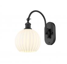 Innovations Lighting 518-1W-BK-G1217-8WV - White Venetian - 1 Light - 8 inch - Matte Black - Adjustable Swing Arm