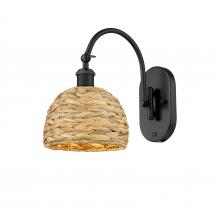 Innovations Lighting 518-1W-BK-RBD-8-NAT - Woven Rattan - 1 Light - 8 inch - Matte Black - Adjustable Swing Arm