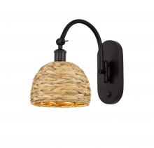 Innovations Lighting 518-1W-OB-RBD-8-NAT - Woven Rattan - 1 Light - 8 inch - Oil Rubbed Bronze - Adjustable Swing Arm