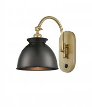 Innovations Lighting 518-1W-SG-M14-BK - Adirondack - 1 Light - 8 inch - Satin Gold - Adjustable Swing Arm