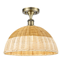 Innovations Lighting 616-1F-AB-NBD2-16-NAT - Bristol Natural II - 1 Light - 16 inch - Antique Brass - Semi-Flush Mount