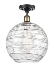 Innovations Lighting 616-1F-BAB-G1213-12CL - Athens Deco Swirl - 1 Light - 12 inch - Black Antique Brass - Semi-Flush Mount