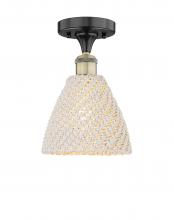 Innovations Lighting 616-1F-BAB-NBD-75-NAT - Bristol Natural - 1 Light - 8 inch - Black Antique Brass - Semi-Flush Mount