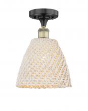 Innovations Lighting 616-1F-BAB-NBD-9-NAT - Bristol Natural - 1 Light - 9 inch - Black Antique Brass - Semi-Flush Mount
