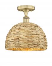 Innovations Lighting 616-1F-BB-RBD-12-NAT - Woven Rattan - 1 Light - 12 inch - Brushed Brass - Semi-Flush Mount