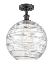 Innovations Lighting 616-1F-BK-G1213-12CL - Athens Deco Swirl - 1 Light - 12 inch - Matte Black - Semi-Flush Mount