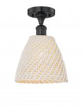 Innovations Lighting 616-1F-BK-NBD-9-NAT - Bristol Natural - 1 Light - 9 inch - Matte Black - Semi-Flush Mount