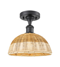 Innovations Lighting 616-1F-BK-NBD2-9-NAT - Bristol Natural II - 1 Light - 9 inch - Matte Black - Semi-Flush Mount