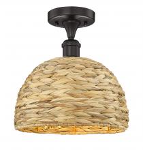 Innovations Lighting 616-1F-OB-RBD-12-NAT - Woven Rattan - 1 Light - 12 inch - Oil Rubbed Bronze - Semi-Flush Mount