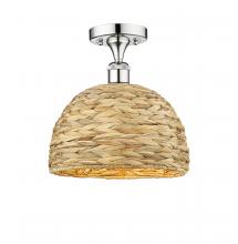 Innovations Lighting 616-1F-PC-RBD-12-NAT - Woven Rattan - 1 Light - 12 inch - Polished Chrome - Semi-Flush Mount