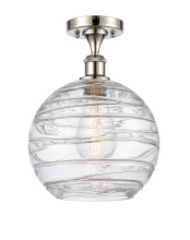 Innovations Lighting 616-1F-PN-G1213-10CL - Athens Deco Swirl - 1 Light - 10 inch - Polished Nickel - Semi-Flush Mount