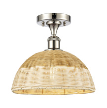 Innovations Lighting 616-1F-PN-NBD2-12-NAT - Bristol Natural II - 1 Light - 12 inch - Polished Nickel - Semi-Flush Mount