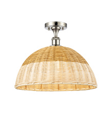 Innovations Lighting 616-1F-PN-NBD2-16-NAT - Bristol Natural II - 1 Light - 16 inch - Polished Nickel - Semi-Flush Mount