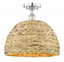 Innovations Lighting 616-1F-PN-RBD-16-NAT - Woven Rattan - 1 Light - 16 inch - Polished Nickel - Semi-Flush Mount