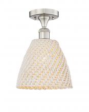 Innovations Lighting 616-1F-SN-NBD-9-NAT - Bristol Natural - 1 Light - 9 inch - Brushed Satin Nickel - Semi-Flush Mount