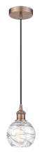 Innovations Lighting 616-1P-AC-G1213-6CL - Athens Deco Swirl - 1 Light - 6 inch - Antique Copper - Cord hung - Mini Pendant
