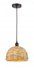 Innovations Lighting 616-1P-OB-RBD-12-NAT - Woven Rattan - 1 Light - 12 inch - Oil Rubbed Bronze - Cord hung - Mini Pendant