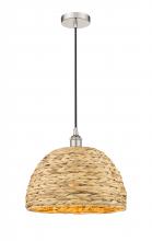 Innovations Lighting 616-1P-PN-RBD-16-NAT - Woven Rattan - 1 Light - 16 inch - Polished Nickel - Cord hung - Mini Pendant