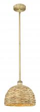 Innovations Lighting 616-1S-BB-RBD-12-NAT - Woven Rattan - 1 Light - 12 inch - Brushed Brass - Stem hung - Mini Pendant