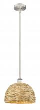 Innovations Lighting 616-1S-SN-RBD-12-NAT - Woven Rattan - 1 Light - 12 inch - Brushed Satin Nickel - Stem hung - Mini Pendant