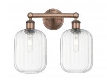 Innovations Lighting 616-2W-AC-G460-7CL - Preston Cylinder - 2 Light - 16 inch - Antique Copper - Bath Vanity Light