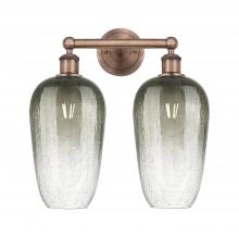 Innovations Lighting 616-2W-AC-G484-7SL - Brookhaven Flute - 2 Light - 16 inch - Antique Copper - Bath Vanity Light