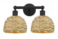 Innovations Lighting 616-2W-BK-RBD-8-NAT - Woven Rattan - 2 Light - 17 inch - Matte Black - Bath Vanity Light