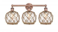 Innovations Lighting 616-3W-AC-G122-8RB - Farmhouse Rope - 3 Light - 26 inch - Antique Copper - Bath Vanity Light