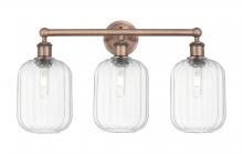 Innovations Lighting 616-3W-AC-G460-7CL - Preston Cylinder - 3 Light - 25 inch - Antique Copper - Bath Vanity Light