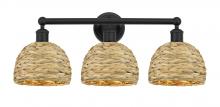 Innovations Lighting 616-3W-BK-RBD-8-NAT - Woven Rattan - 3 Light - 26 inch - Matte Black - Bath Vanity Light