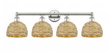Innovations Lighting 616-4W-PN-RBD-8-NAT - Woven Rattan - 4 Light - 35 inch - Polished Nickel - Bath Vanity Light