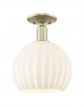 Innovations Lighting 716-1C-AB-G1217-10WV - White Venetian - 1 Light - 10 inch - Antique Brass - Semi-Flush Mount
