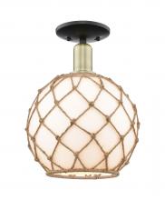 Innovations Lighting 716-1C-BAB-G121-10RB - Farmhouse Rope - 1 Light - 10 inch - Black Antique Brass - Semi-Flush Mount