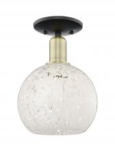 Innovations Lighting 716-1C-BAB-G1216-8WM - White Mouchette - 1 Light - 8 inch - Black Antique Brass - Semi-Flush Mount