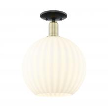 Innovations Lighting 716-1C-BAB-G1217-12WV - White Venetian - 1 Light - 12 inch - Black Antique Brass - Semi-Flush Mount