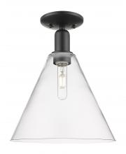 Innovations Lighting 716-1C-BK-GBC-122 - Berkshire Glass - 1 Light - 12 inch - Matte Black - Semi-Flush Mount