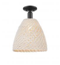 Innovations Lighting 716-1C-BK-NBD-12-NAT - Bristol Natural - 1 Light - 6 inch - Matte Black - Semi-Flush Mount