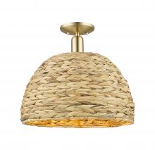 Innovations Lighting 716-1C-CB-RBD-16-NAT - Woven Rattan - 1 Light - 16 inch - Champagne Bronze - Semi-Flush Mount
