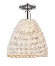 Innovations Lighting 716-1C-PN-NBD-12-NAT - Bristol Natural - 1 Light - 6 inch - Polished Nickel - Semi-Flush Mount