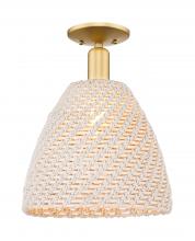 Innovations Lighting 716-1C-SG-NBD-12-NAT - Bristol Natural - 1 Light - 6 inch - Satin Gold - Semi-Flush Mount