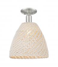 Innovations Lighting 716-1C-SN-NBD-12-NAT - Bristol Natural - 1 Light - 6 inch - Brushed Satin Nickel - Semi-Flush Mount