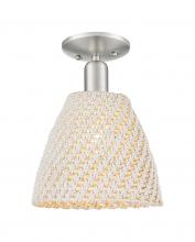 Innovations Lighting 716-1C-SN-NBD-9-NAT - Bristol Natural - 1 Light - 6 inch - Brushed Satin Nickel - Semi-Flush Mount