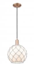 Innovations Lighting 716-1P-AC-G121-10RW - Farmhouse Rope - 1 Light - 10 inch - Antique Copper - Cord hung - Mini Pendant