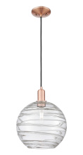 Innovations Lighting 716-1P-AC-G1213-12CL - Athens Deco Swirl - 1 Light - 12 inch - Antique Copper - Cord hung - Mini Pendant
