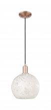 Innovations Lighting 716-1P-AC-G1216-10WM - White Mouchette - 1 Light - 10 inch - Antique Copper - Cord hung - Mini Pendant
